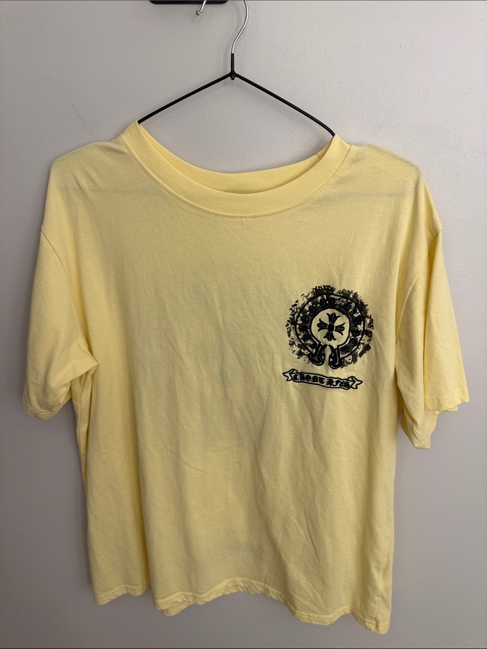 Yellow Short-Sleeve Graphic Tee with Chest Emblem